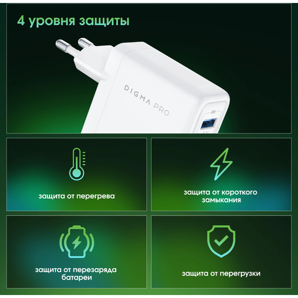 Сетевое зарядное Digma DPW1С0G012WH