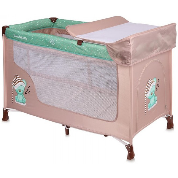Манеж LORELLI San Remo 2 Beige Green Sleeping Bear (10080071802)