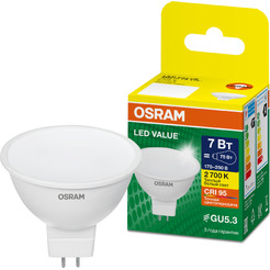 Лампа светодиодная OSRAM MR16 7W 3000K GU5.3