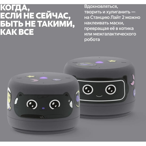 Умная колонка Яндекс.Станция Лайт 2 без часов (YNDX-00028GRY) графит