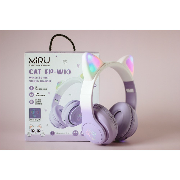 Наушники с ушками MIRU Cat EP-W10 (сиреневый)