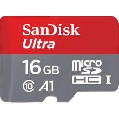 Карта памяти SANDISK Ultra (SDSQUAR-016G-GN6MA)  microSDHC 16ГБ c адаптером A1 UHS-I