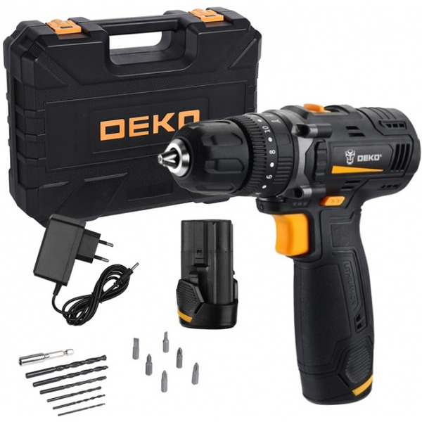 Дрель-шуруповерт Deko GCD12DU3 SET4 063-4038 (с 2-мя АКБ, кейс, набор оснастки)