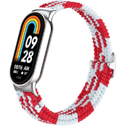 Ремешок Bingo Braided для Xiaomi Mi Band 8 (красный с белым)