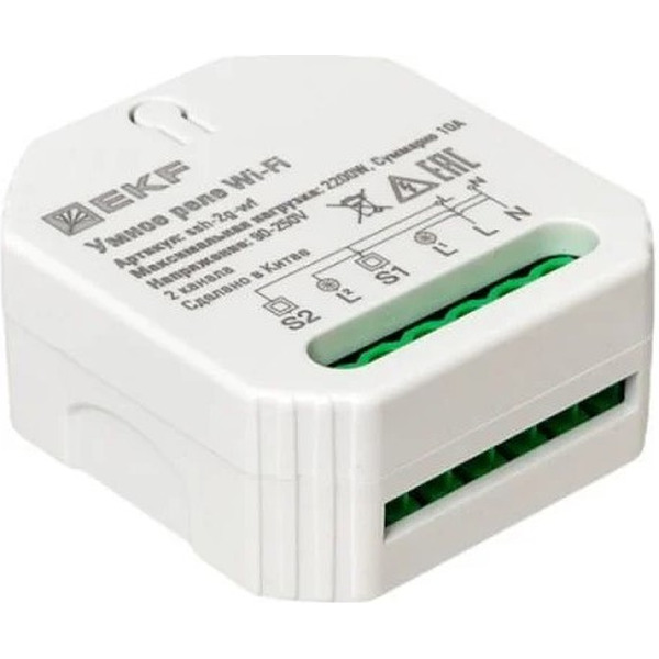 Умное реле в подрозетник 2-канальное EKF Wi-Fi Connect ssh-2g-wf