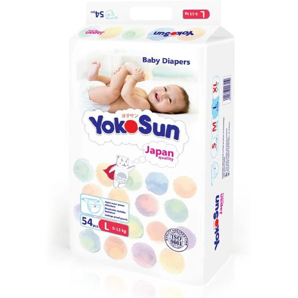 Подгузники YokoSun На липучках L 9-13 кг (54 шт)