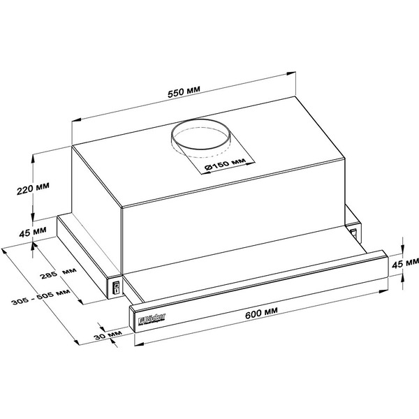 Вытяжка кухонная BACKER TH60L-2M100-WG