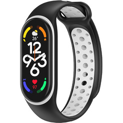 Ремешок Bingo Sport для XIAOMI Mi Band 5/6/7 Черный с белым