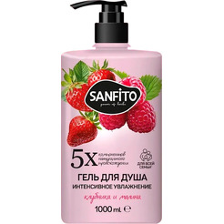 Гель для душа Sanfito Клубника и малина Интенсивное увлажнение (1л)