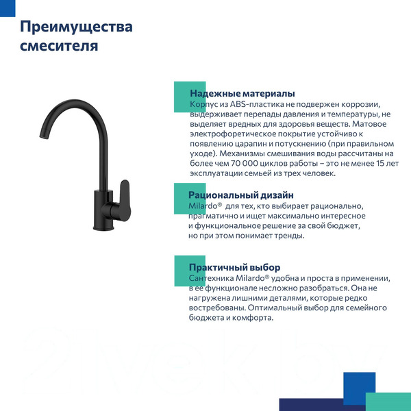 Смеситель Milardo Poli POLBLJ0M05 (черный матовый)