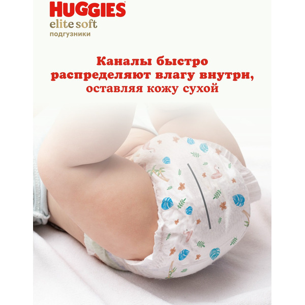 Детские одноразовые подгузники Huggies Elite Soft Mega 4 (8-14кг) 54шт