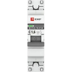 Автоматический выключатель EKF ВА 47-63 1P 1,6 А (C) 4,5kA PROxima