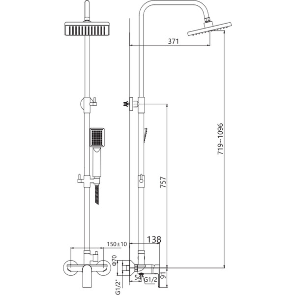 Душевая система Lauter Rain 21CK505С-S2124