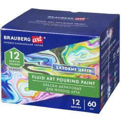 Краски акриловые для техники Флюид Арт BRAUBERG ART 192236