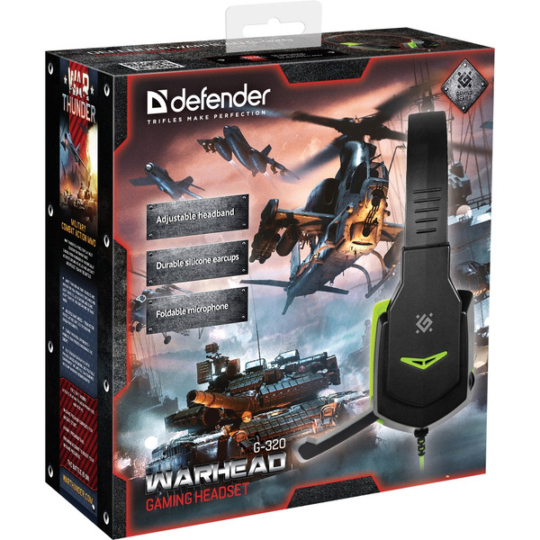 Игровая гарнитура Defender Warhead G-320 (черный+зеленый)