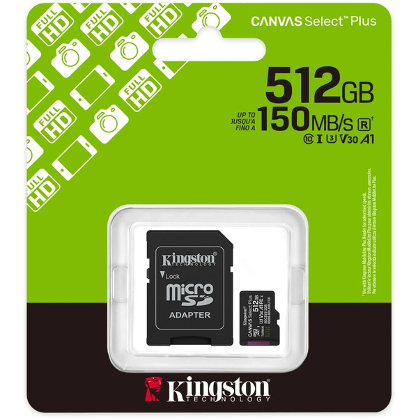 Карта памяти Kingston micro SDXC Canvas Select Plus SDCS3/512GB