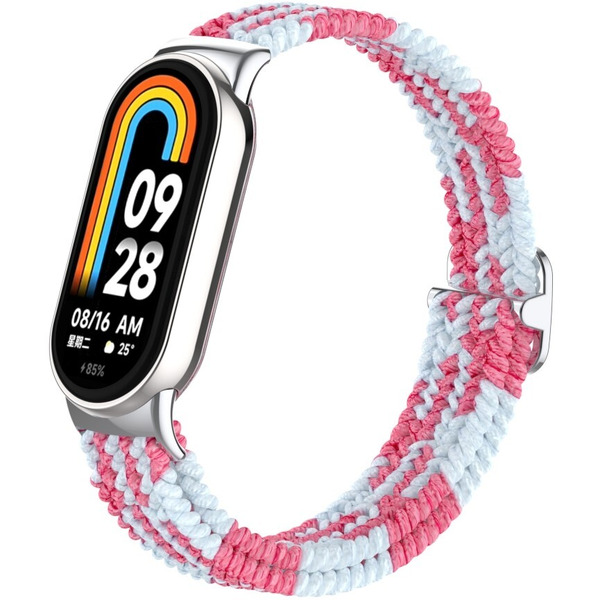 Ремешок Bingo Braided для Xiaomi Mi Band 8 (розовый с белым)