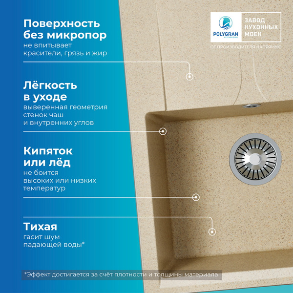 Кухонная мойка Polygran Gals 620 (опал)