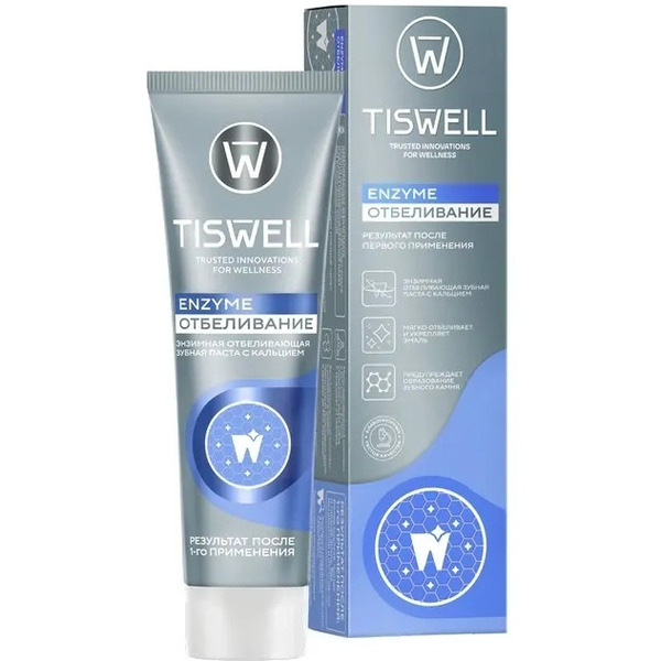 Зубная паста TISWELL отбеливающая энзимная Кальций, 110 г