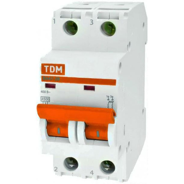 Выключатель автоматический TDM ВА 47-29 2Р 25А (C) 4.5кА SQ0206-0095