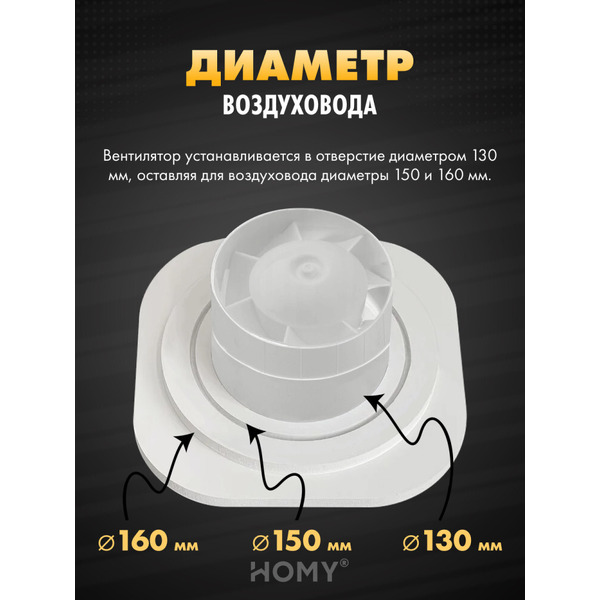 Вентиляционная решетка теневая с вентилятором HOMY AIR A125WS