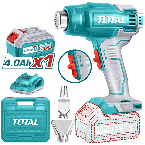 Фен строительный Total TBLI20025 (с 1-им АКБ и ЗУ)