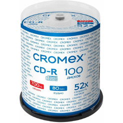 Диски CROMEX CD-R, 700 Mb, 52x, КОМПЛЕКТ 100 шт. (513778)