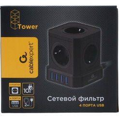 Сетевой фильтр CABLEXPERT TWR-5-U4-B-2