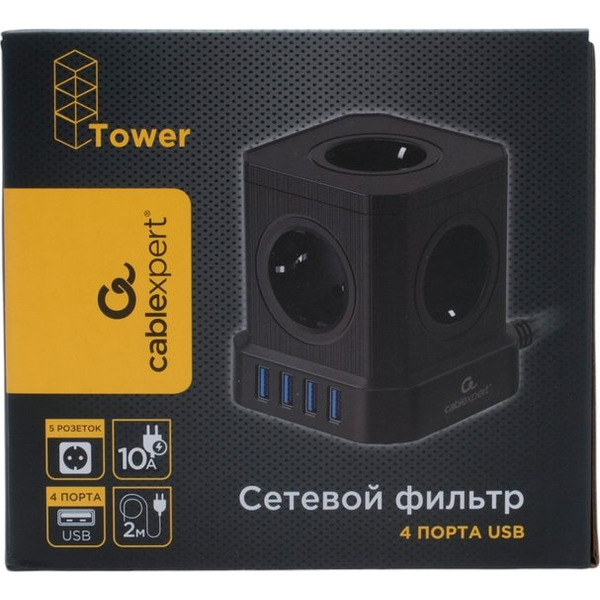 Сетевой фильтр CABLEXPERT TWR-5-U4-B-2