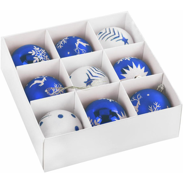 Шары ёлочные ЗОЛОТАЯ СКАЗКА 591987 (синий/белый)