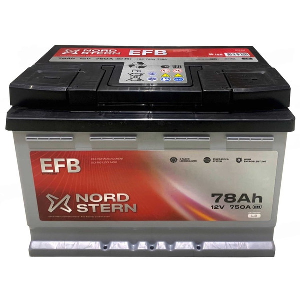 Автомобильный аккумулятор NORD STERN NS780F EFB R+ (78 Ah)