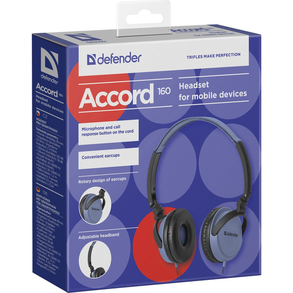 Гарнитура для смартфонов Defender Accord 160 (черный/синий)
