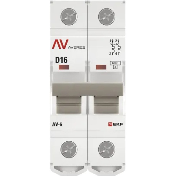 Выключатель автоматический EKF Averes AV-6 2P 16A (D) 6kA