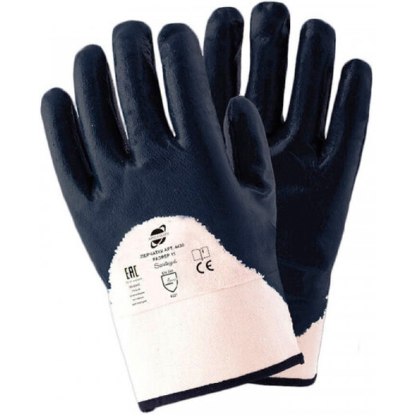 Перчатки трикотажные х/б с частичным нитриловым покрытием Arcticus 4430 р.10 синий