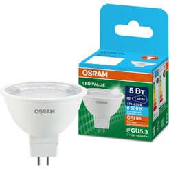 Лампа светодиодная OSRAM Value MR16 5W 6500K GU5.3 CL