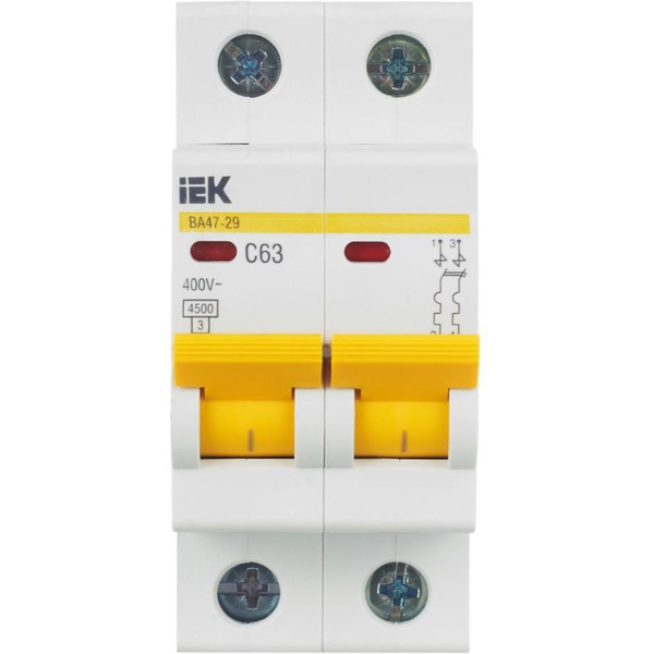 Выключатель автоматический IEK ВА 47-29 2п 63А С MVA20-2-063-C