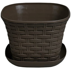 Кашпо квадратное VIOLET Ротанг 2.3 л с поддоном (венге)