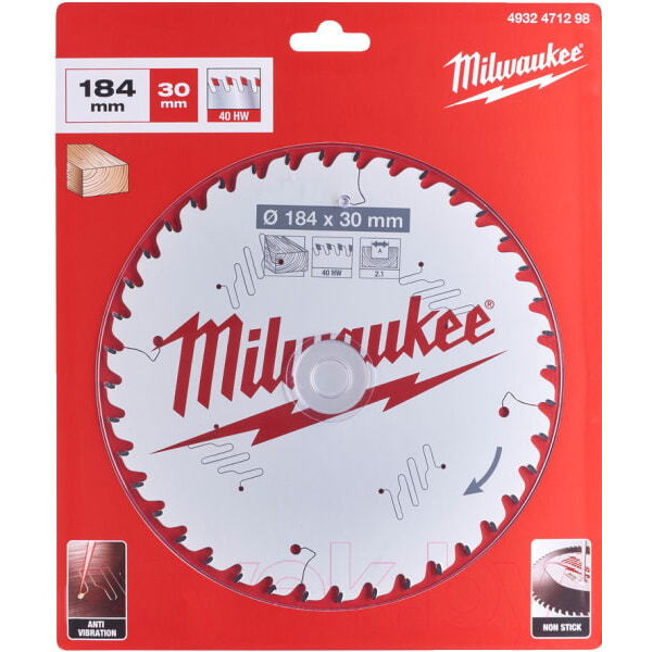 Диск для циркулярной пилы по дереву Milwaukee 184х30х1,8 мм 48Z (4932471298)