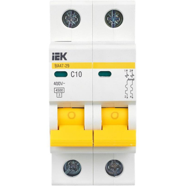 Выключатель автоматический IEK ВА47-29 2Р 10А 4.5кА С MVA20-2-010-C