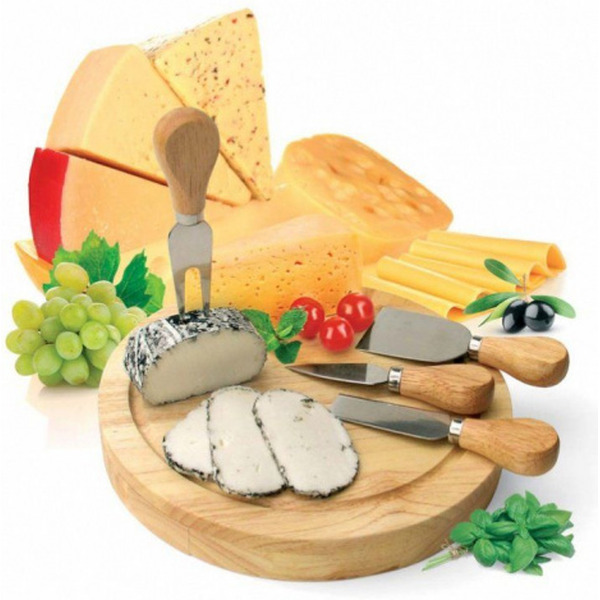 Набор для резки сыра из 4-х приборов и деревянной доски BRADEX Рокфор TK0090