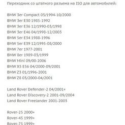 ISO-переходник Incar BM-D01 (BMW, Land Rover, Rover)
