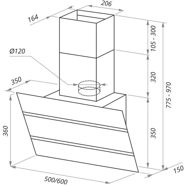 Кухонная вытяжка MAUNFELD BRIDGE 60 черный/черное стекло