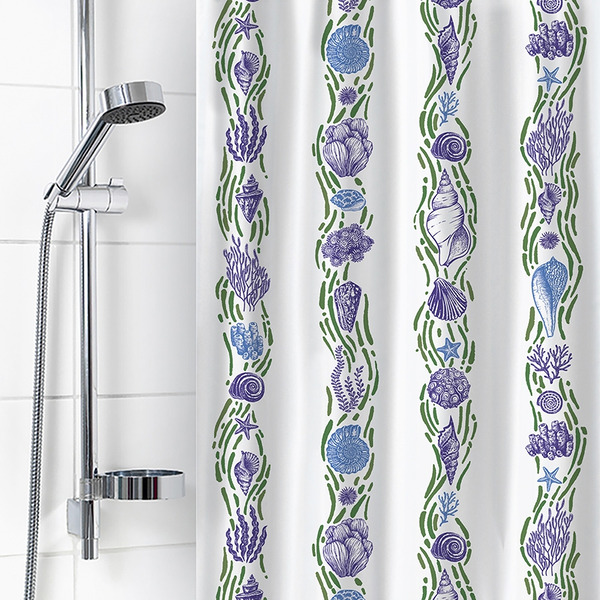 Штора для ванной комнаты Вилина 6984 Ракушки (белый)