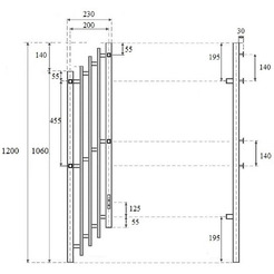 Полотенцесушитель электрический Маргроид Ferrum Inaro Cascade СНШ Профильный 120x5 (графит, таймер справа)