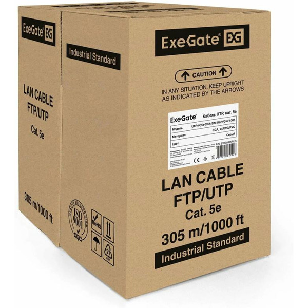 Кабель ExeGate Special UTP4-C5e-CU-S26-IN-PVC-GY-305 UTP / EX138966RUS
