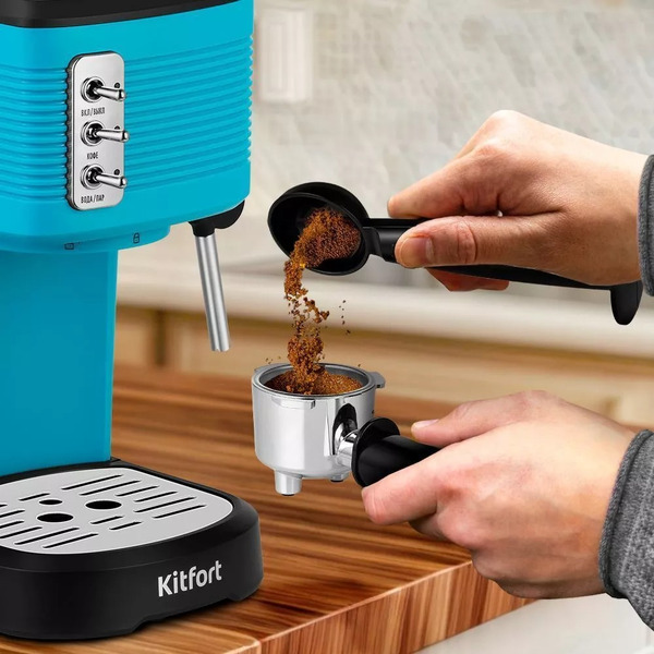 Кофеварка Kitfort КТ-7180-2 черно-бирюзовый