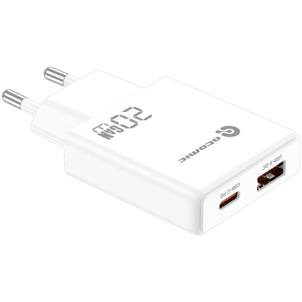 Зарядное устройство Atomic BLADE G203 GAN 20W 2-порта USB (A+C) с кабелем USB (С-L) 1 метр, цвет белый | 10.208