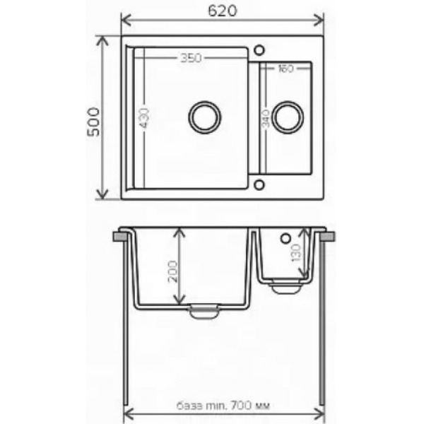 Кухонная мойка POLYGRAN BRIG 620 Песочный №302 407954