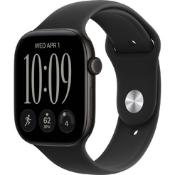Умные часы Apple Watch Series 12 46 мм MJEL4X/A (алюминиевый корпус, черный/черный, спортивный силиконовый ремешок M/L)