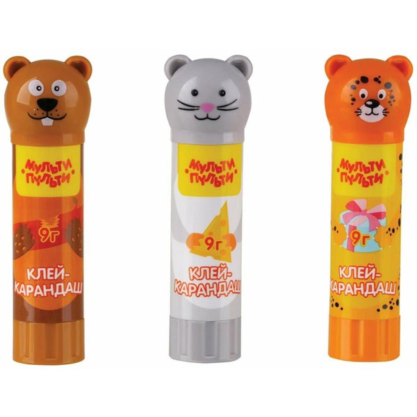 Набор клей-карандаш Мульти-Пульти "Зверята: Бобер, Леопард, Мышь" GS_41907
